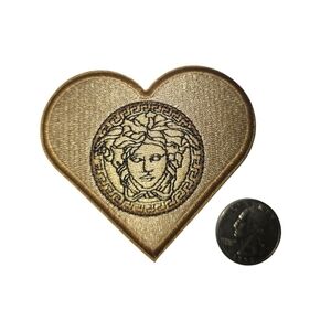 Luxury Fashion Heart Iron on Patch Tan